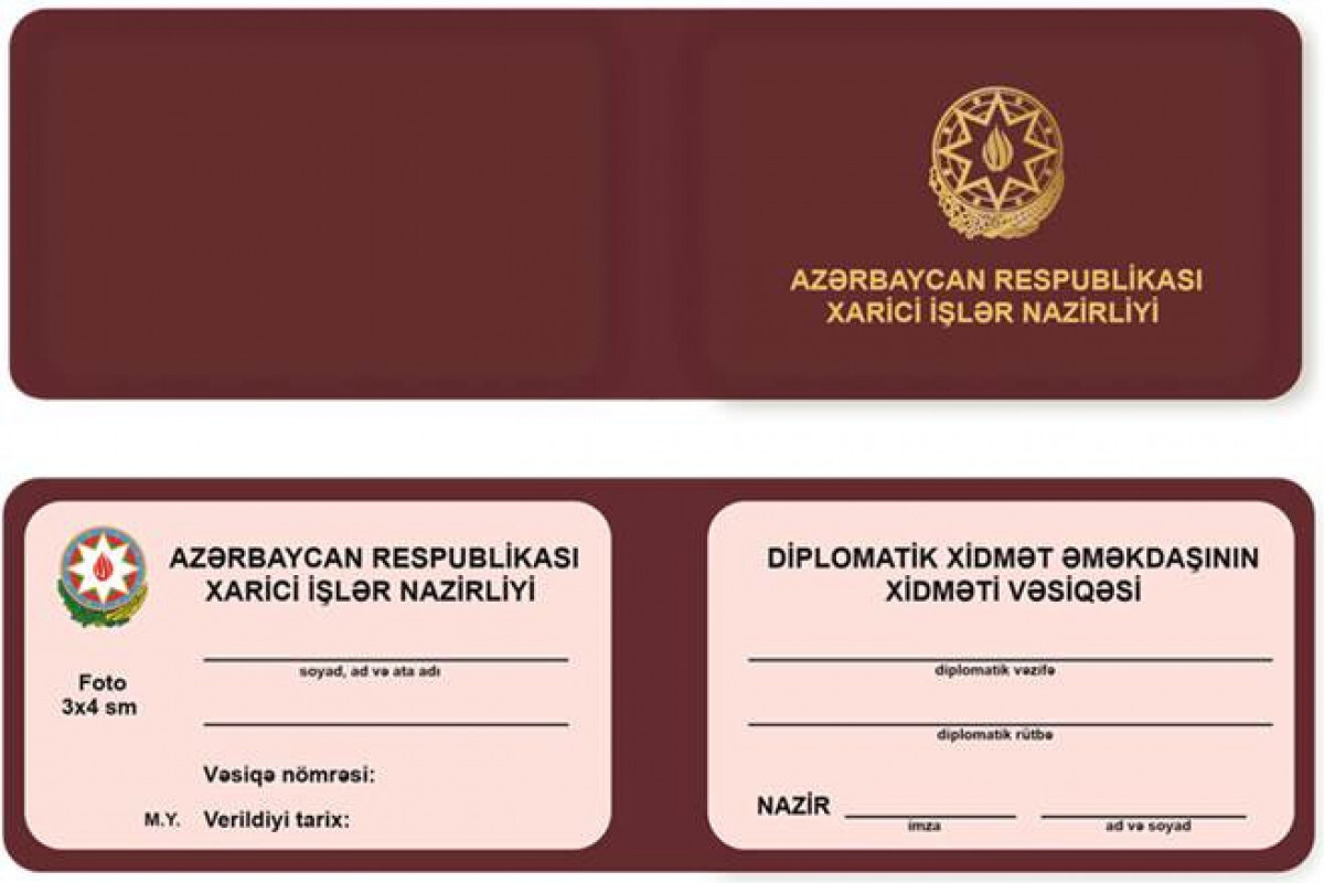 Azerbaycan diplomatlarının servis kartının bir örneği onaylandı - fotoğraf
